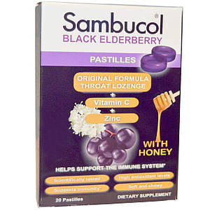 Black Elderberry Pastilles with Honey, 20 Pastilles