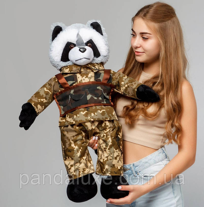 М'яка іграшка плюшевий Єнот Солдат, фото 1