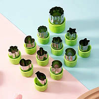 Набір форм для канапе 12 шт, металеві форми для вирізання фігурок із овочів і фруктів (зелений)