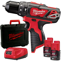 Аккумуляторная дрель-шуруповерт Milwaukee M12 BPD-202C 2x2Ah компактный и мощный