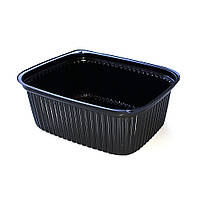 Одноразовый пластиковый контейнер 500 PET черный 143*117*54 прямоугольный без крышки, 500 шт/ящ