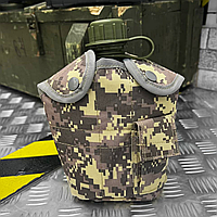 Армейская фляга для воды тактическая 1000 ml с подсумком пиксель Nato пластиковая