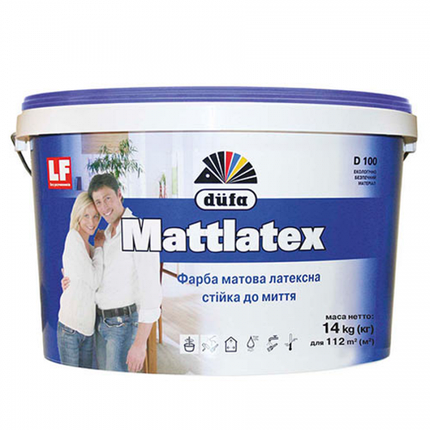 Фарба латексна для внутрішніх робіт Dufa Mattlatex D100, 14кг, фото 1