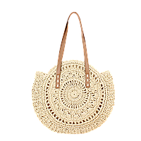 Плетена сумка з орнаментом із рафії, жіноча сумка із соломи світла Код 68-0101