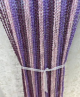 Модные шторы нити "спираль" радуга фиолетовый+сливовый+розовый