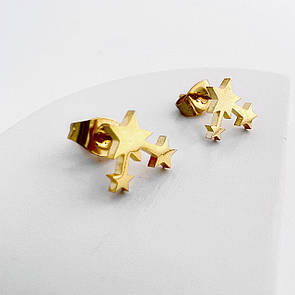 Сережки з нержавіючої медичної сталі з позолотою "Зорепад"