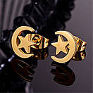 Сережки з нержавіючої медичної сталі з позолотою "Місяць із зіркою", фото 3