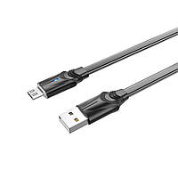Кабель BOROFONE BU12 USB to Micro, 2.4A, 1.2m, silicone, zinc connectors, light indicator, Black