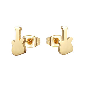 Сережки з нержавіючої медичної сталі з позолотою "Гітара"