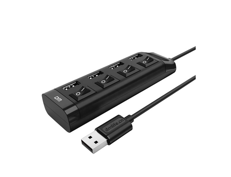USB-хаб 4 Port USB 2.0 — юсб розгалужувач на 4 порти юсб 2.0 кабель 1.2 м DM CHB005, фото 1