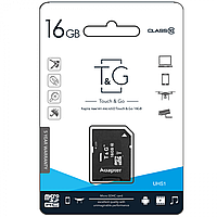 Карта Памяти T&G MicroSDHC 16gb UHS-1 10 Class & Adapter Цвет Чёрный