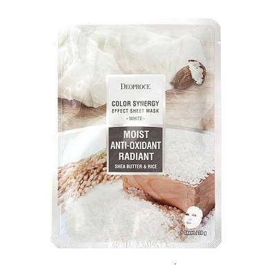 Тканинна маска для обличчя з екстрактом рису та олією Ши DEOPROCE Color Synergy Effect Sheet Mask White 20g