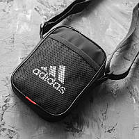 Маленькая спортивная сумка через плечо месенджер Adiidas S чорная барсетка текстильная молодежная Ads