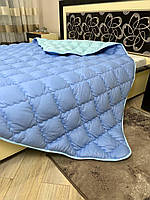 Одеяло холлофайбер в микрофибре зимнее полуторное размер 155*210см голубого цвета