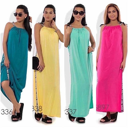 Штапельна літня сукня, сарафан розлітайка вільного крою без рукавів розміри норма та батал, фото 1