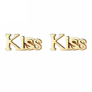 Сережки з нержавіючої медичної сталі з позолотою "Kiss"