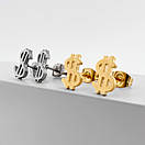 Сережки з нержавіючої медичної сталі з позолотою "Dollar", фото 6