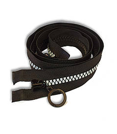 Блискавка чорна Лакована з білими зубцями 110см тракторна Тип8 подвійна