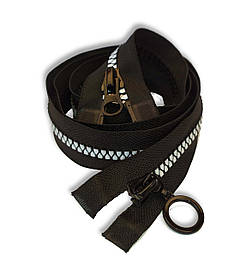 Блискавка чорна Лакована з білими зубцями 110см тракторна Тип5 подвійна