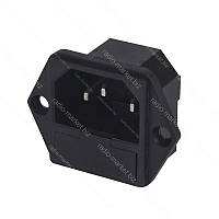 Гніздо мережеве С14 3pin, монтажне, з тримачем під запобіжник