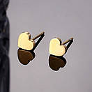 Сережки з нержавіючої медичної сталі  з позолотою "Серце", фото 2