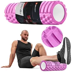 Роллер для кросфіту та йоги EVA 45*14 см Hop-Sport рожевий, фото 5