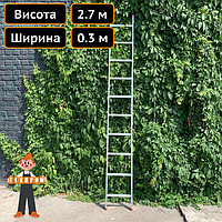 Алюмінієва односекційна приставна драбина на 10 сходинок