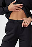 Жіночий спортивний костюм якісний світшот і штани джогері однотонний осінній, весняний двонитка чорний, фото 7