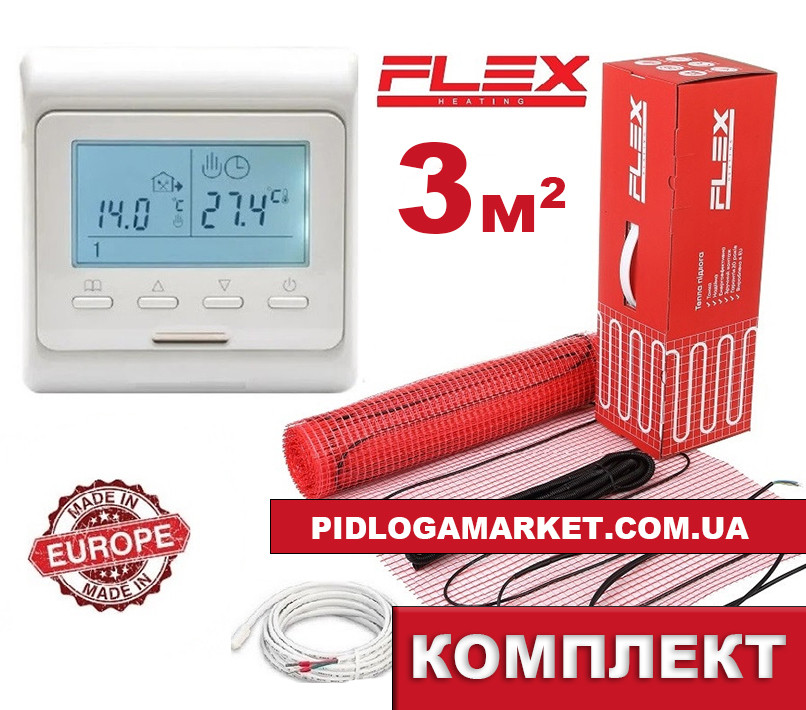 Нагрівальний мат Flex EHM-175/ 3м2 525Вт з програмованим терморегулятором E51