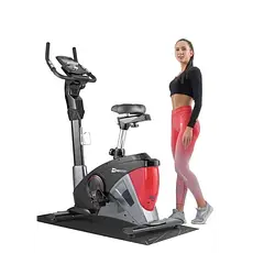 Велотренажер електромагнітний + мат Hop-Sport 090H Apollo чорно-червоний, фото 3