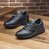 Спортивні кросівки чоловічі натуральна шкіра Nike, чорні осінньо-весняні кроси *035-N-чор*, фото 5