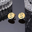 Сережки з нержавіючої медичної сталі з позолотою "Інь-Янь", фото 2