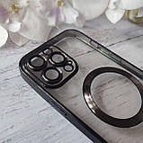 Чохол із підтримкою MagSafe для Iphone 13 Pro Max прозорий силікон на айфон 13 про із захисним склом на камеру, фото 2