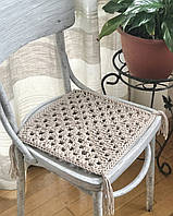 Сидушка на кресло 34х34 см, из хлопкового шнура, накидка на табурет, декор для дома, ручная работа цвет Имбирь
