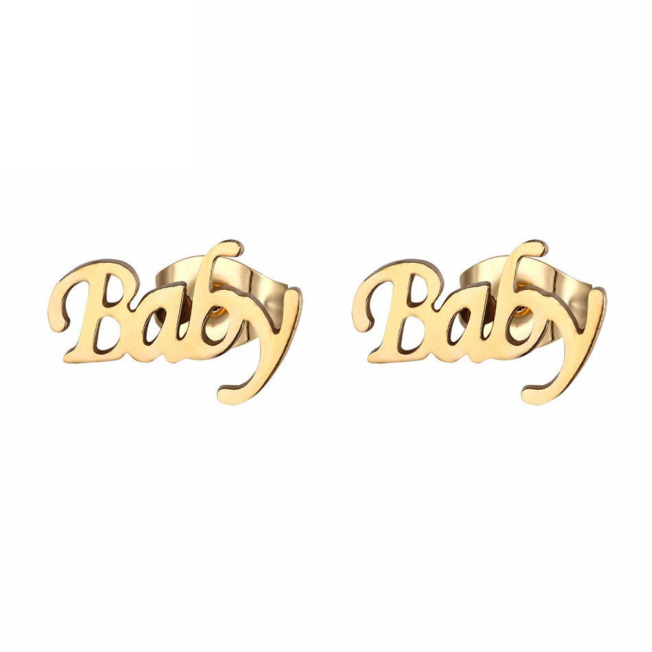 Сережки з нержавіючої медичної сталі з позолотою "Baby"