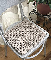 Сидушка на кресло 34х34 см, из хлопкового шнура, накидка на табурет, декор для дома, ручная работа цвет Имбирь