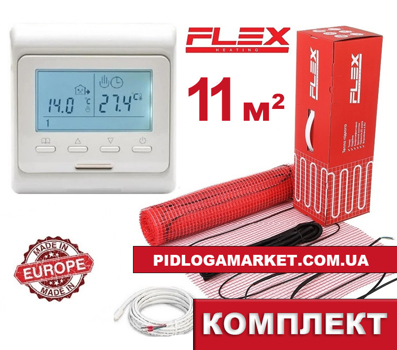 Нагрівальний мат Flex 11м2 - 13,2м2/ 1925Вт (110м) з програмованим терморегулятором E51