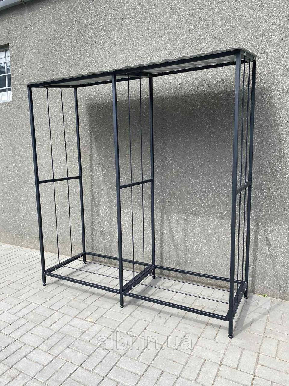 Дровник із регульованими ніжками, дровниця подвійна металева для дров у стилі лофт