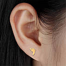 Сережки з нержавіючої медичної сталі з позолотою "Ніжка", фото 2