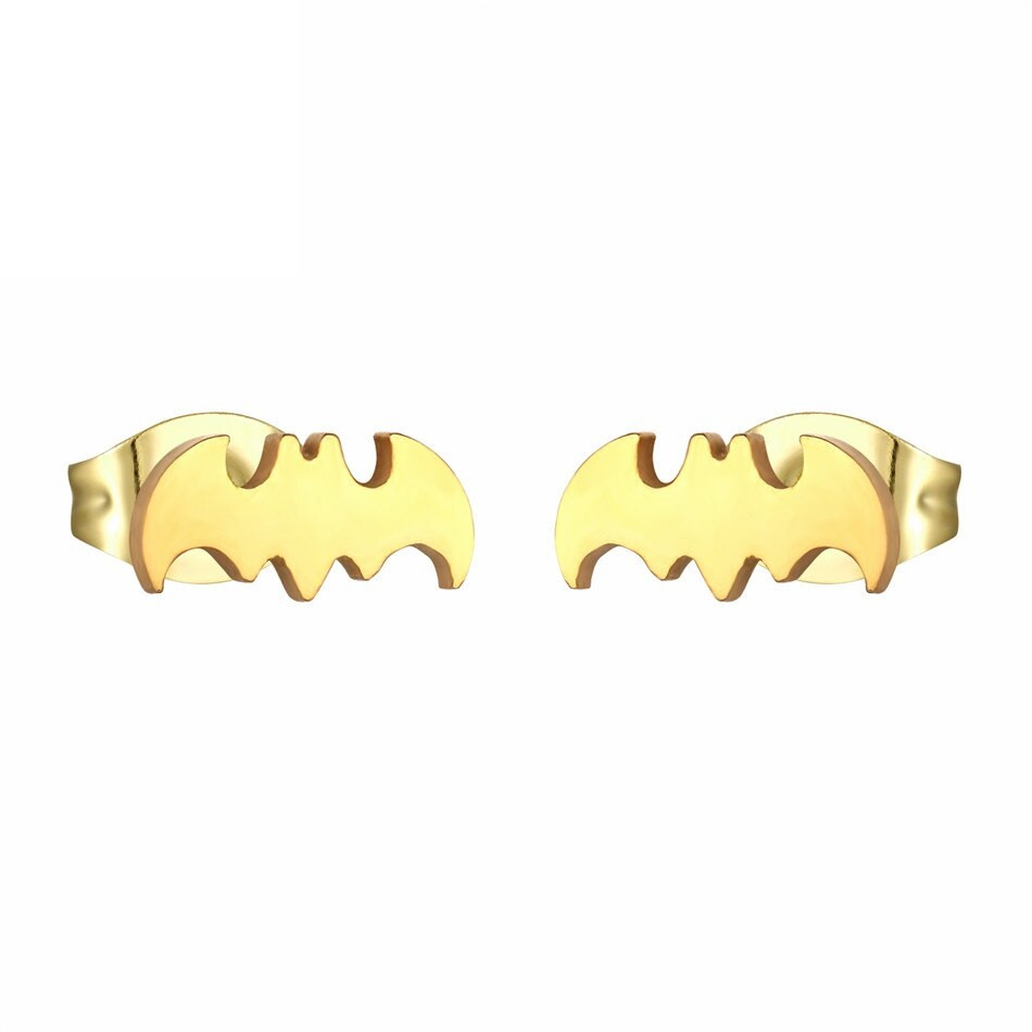 Сережки з нержавіючої медичної сталі з позолотою "Batman", фото 1
