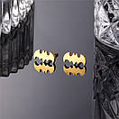 Сережки з нержавіючої медичної сталі з позолотою "Batman", фото 2