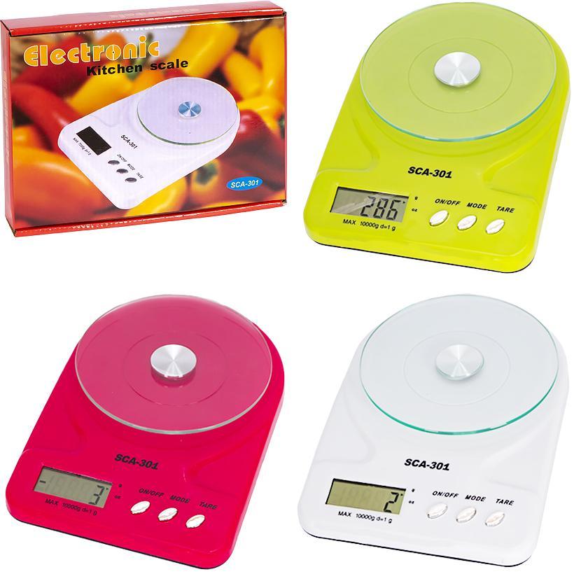Електронні кухонні ваги зі скляною платформою D15 см до 7 кг SCA-301 в упаковці 1 шт, фото 1