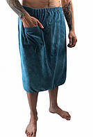 Халат-полотенце мужское из микрофибры (бирюзовый)