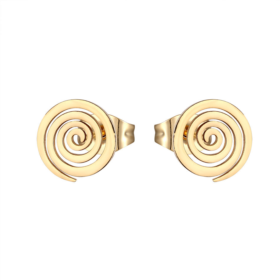 Сережки з нержавіючої медичної сталі з позолотою "Колообіг", фото 1