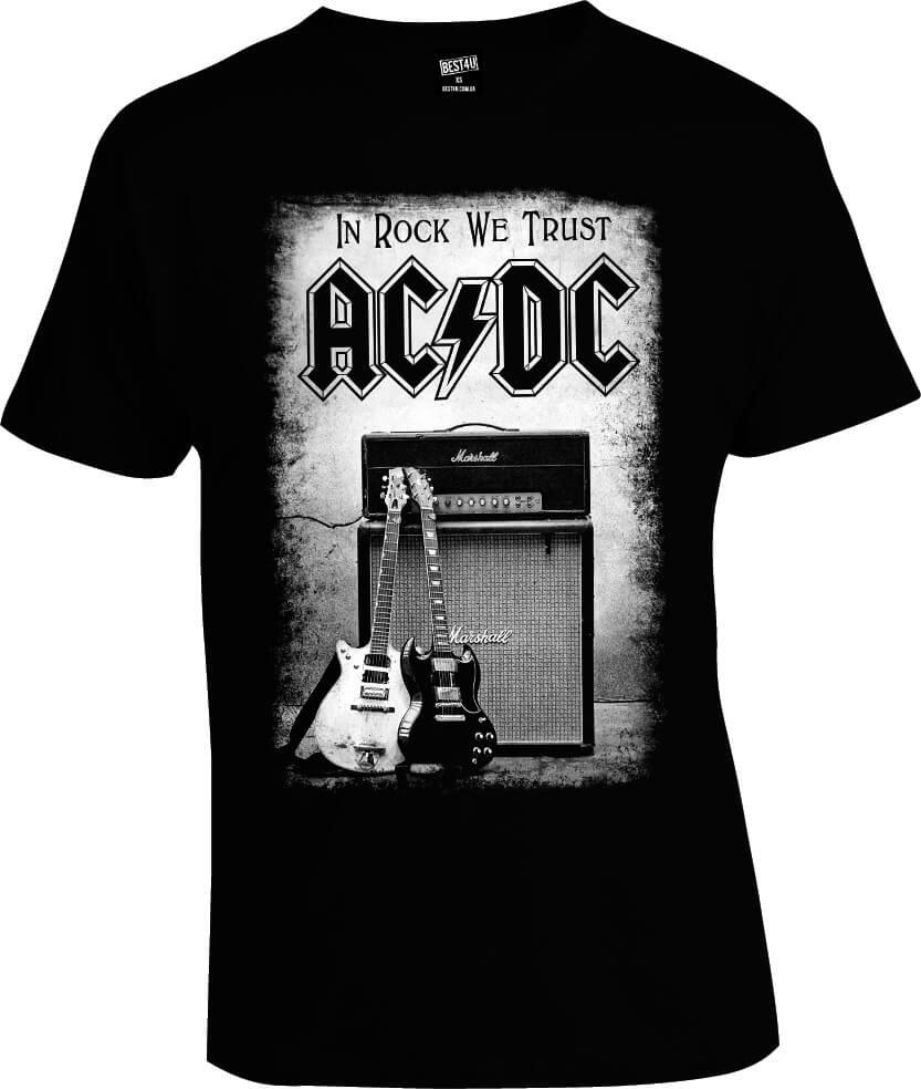 Футболка AC/DC In Rock We Trust Guitars  |  Футболка AC/DC  |  Футболка чорна  |  Футболка рокерська, фото 1