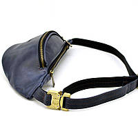 Кожаная сумка на пояс бренда TARWA RK-3036-4lx синяя, большой размер Отличное качество