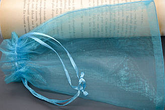 Подарунковий мішечок з органзи, розмір 10х12см(+-5мм), колір Блакитний, 1шт.