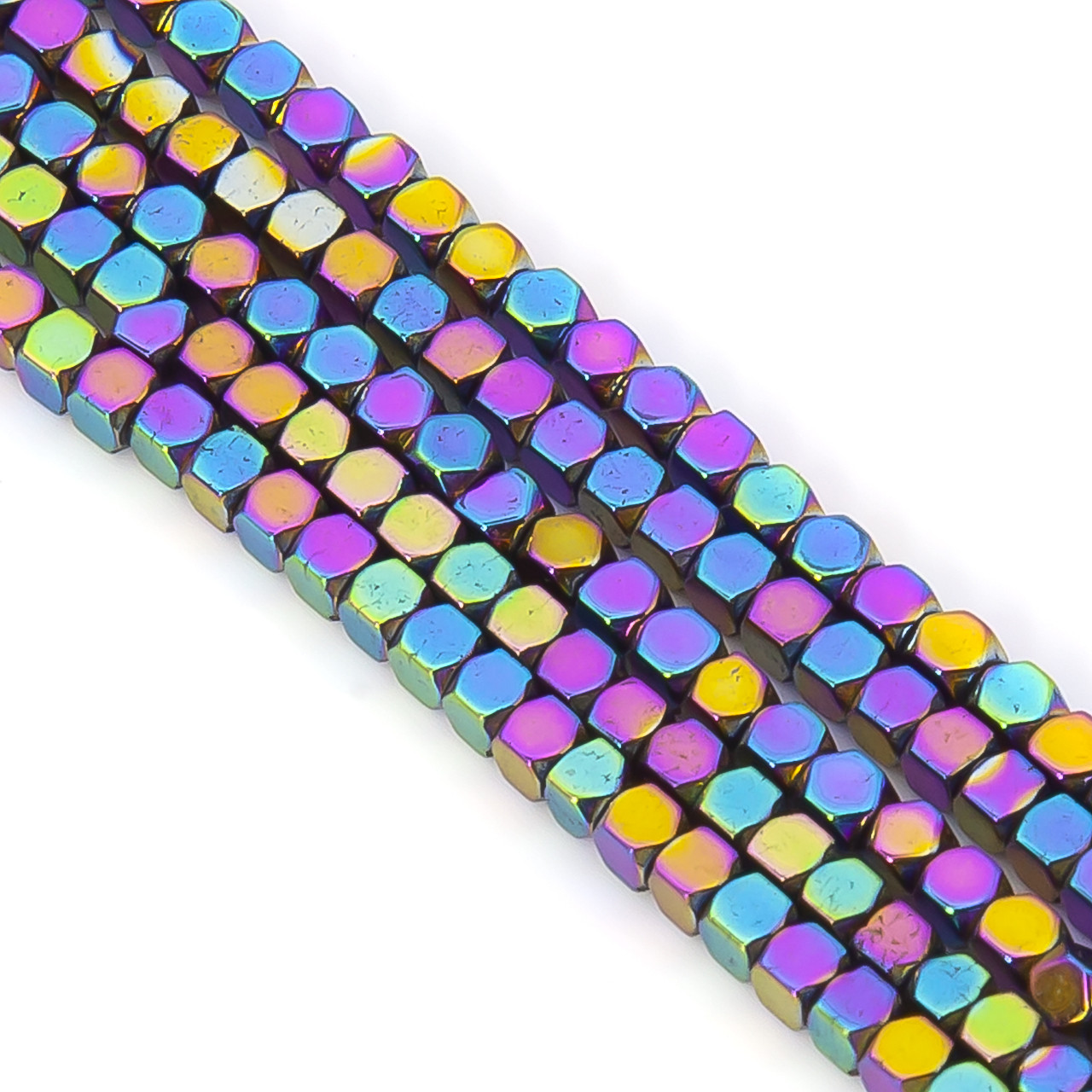 Намистини Багатокутник Гематит 2х2 мм Райдужний 40 см +-200 шт., фото 1