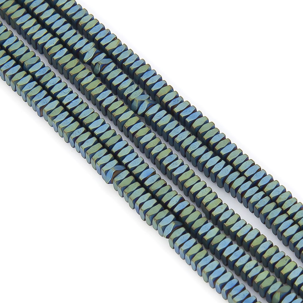 Намистини Квадрат плоский гранований гематит 3х1 мм Синій темний 40 см +-340 шт., фото 1