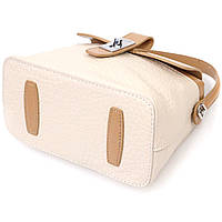 Фактурная сумка кросс-боди из натуральной кожи 22131 Vintage Молочная Отличное качество